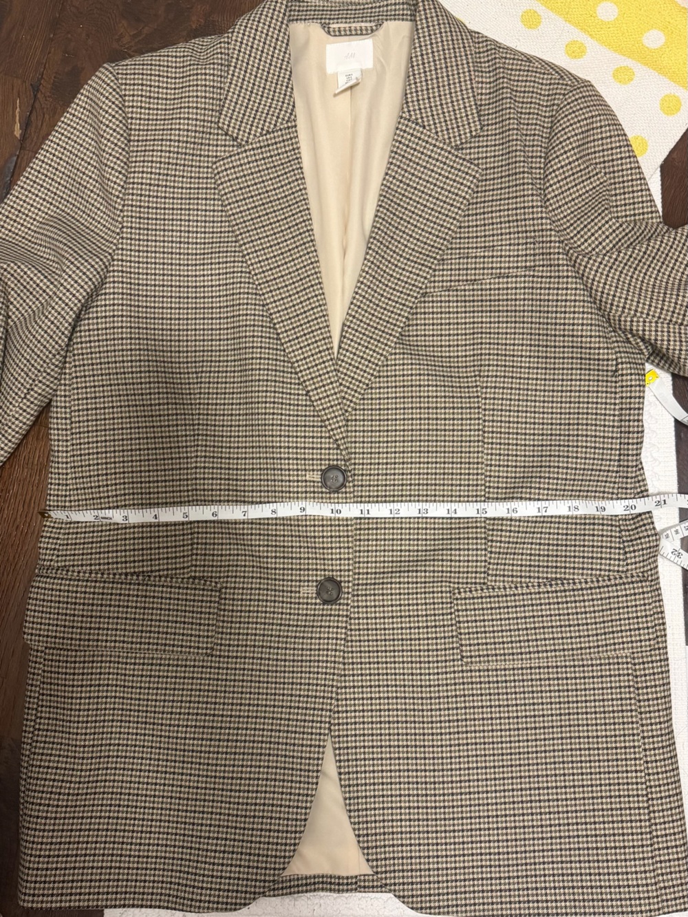 Womens Houndstooth Blazer Jacket - Tan/Black - Picture 4 of 13